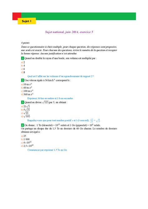 question à choix multiple exemple